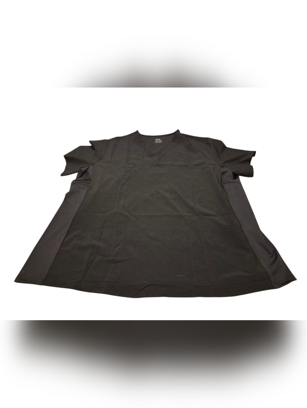 Cozyfit Men’s V-Neck Scrub Top Black 3XL 4-Way Stretch